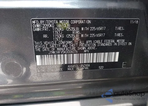 2019 Toyota Rav4 Le z USA, uszkodzony, nr VIN JTMK1RFV5KD006076